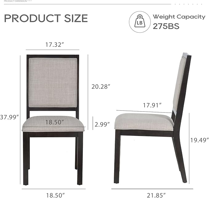 COLAMY Wood Dining Chairs Set of 2, Mid Century Modern Upholstered Kitchen - Image 2