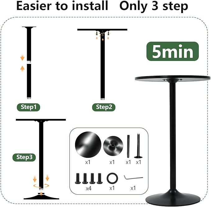 FDW Pub Table 40 Inch Height Cocktail Table Round Bistro Bar Table - Image 7