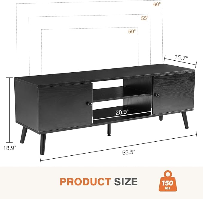 Sweetcrispy TV Stand for 55 60 inch TV, Modern Mid Century Entertainment Center - Image 3