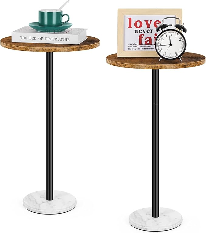 Round Side Table Set of 2 Small End Table Accent Table by BTY