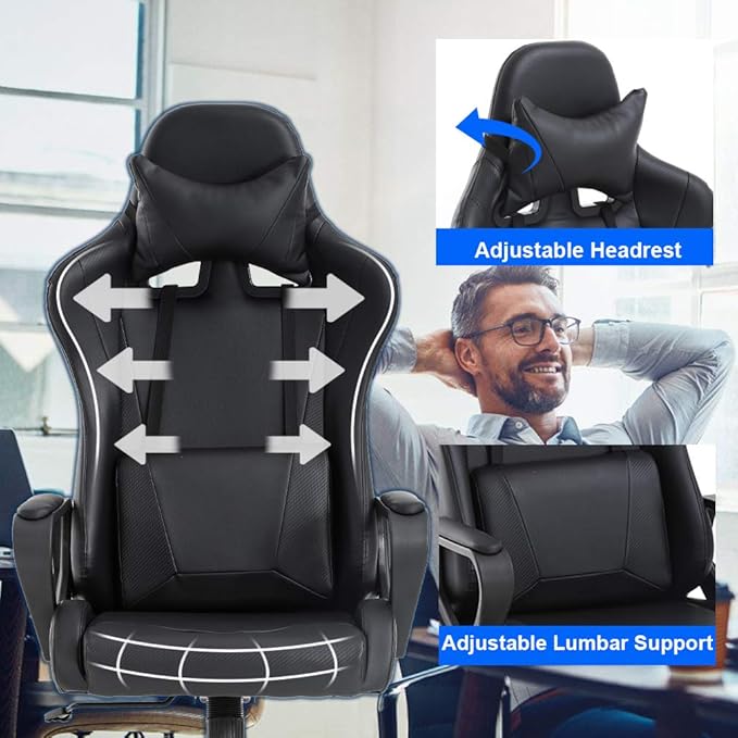 BestOffice Gaming Chair Office Chair Ergonomic Desk Chair Racing Style Gaming - Image 4