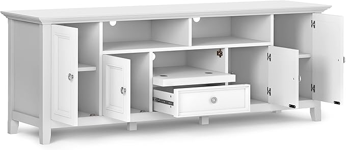SIMPLIHOME Amherst 72-inch Wide Solid Wood TV Stand in White, - Image 4