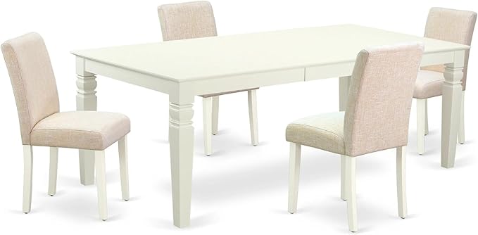 East West Furniture LGAB5-LWH-02 5 Piece Dining Set Includes a Rectangle Dining by EastWestFurniture