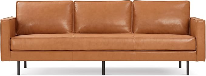Valencia Varese 90" Full Leather Couch Cognac Tan Brown- Italian Nappa Leather by ValenciaTheaterSeating