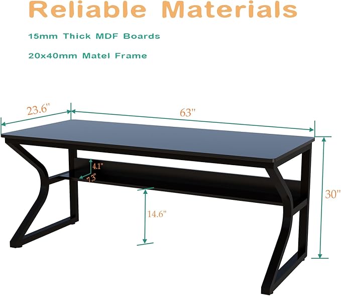 Extra Long Desk with Bookshelf - Image 2