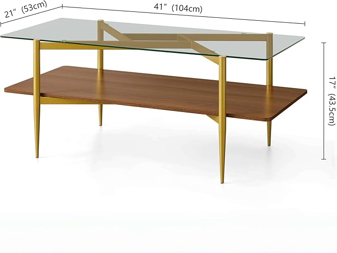 Rectangle Coffee Table, Mid-Century Modern Design, L41*W21*H17 inch, - Image 2
