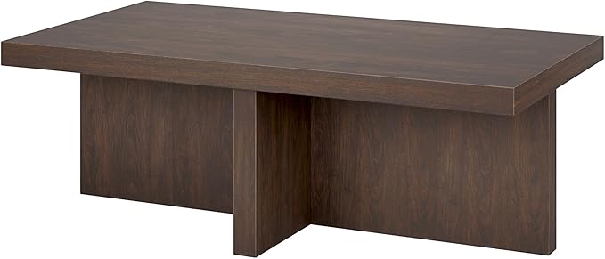 Henn&Hart 44" Rectangular Wood Pedestal Low-Profile Coffee Table - Image 8