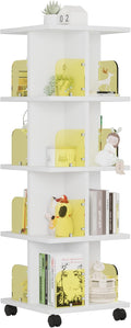 VECELO 4-Tier Rotating Bookshelf, Modern Swivel Bookcase by VECELO