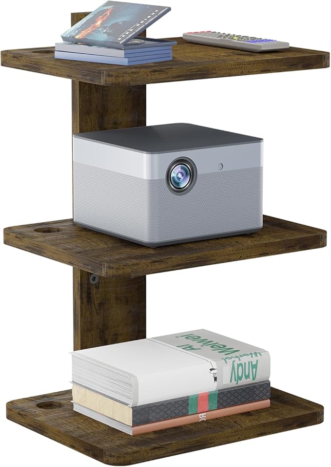 WALI Projector Mount Floating TV Shelf, Holds Up to 22lbs, Wooden Floating Shelf by WALI