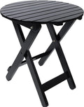 Outdoor Patio Side Table Round Small Wood End Table Folding Coffee Furniture by Hngilkoo