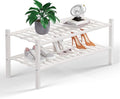 Haddockway 2 Tier Bamboo Shoe Rack Storage Organizer, Small Space 27"x11"x13" by Haddockway