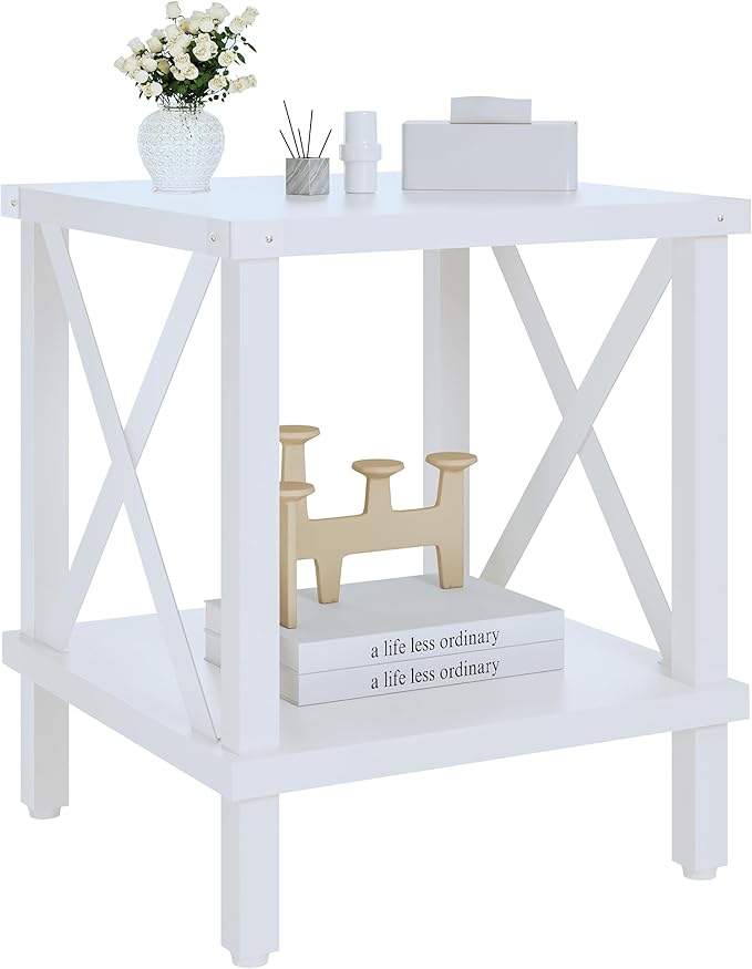 Large End Table Farmhouse Side Table Industrial Style Sofa Table Metal X Accent by MMEOLUOOK