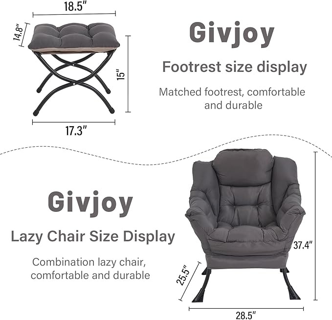 Lazy Chair and Ottoman, Large Accent Lounge Chair - Image 3