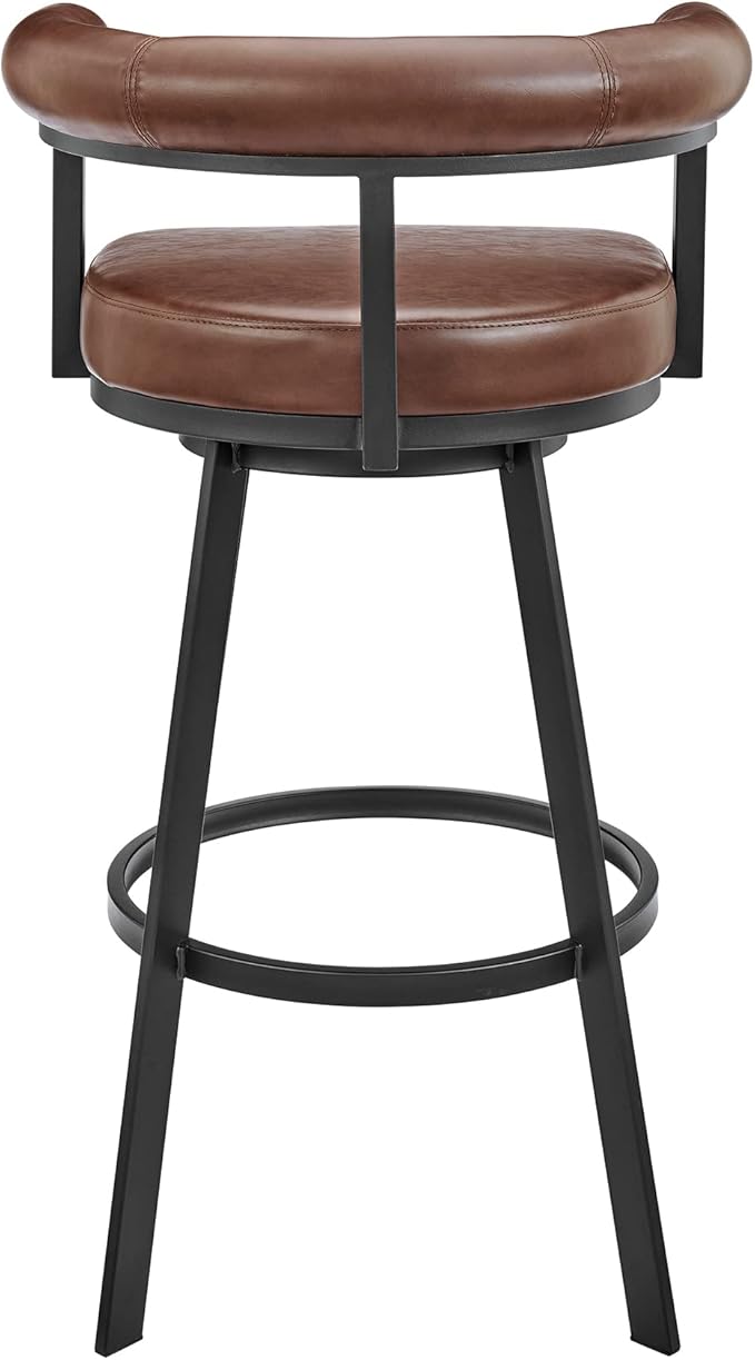 Armen Living Magnolia Swivel Counter Stool in Black Metal - Image 7