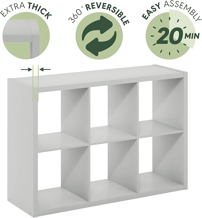 Furinno Cubicle Open Back Decorative Cube Storage Organizer, Light Grey - Image 7