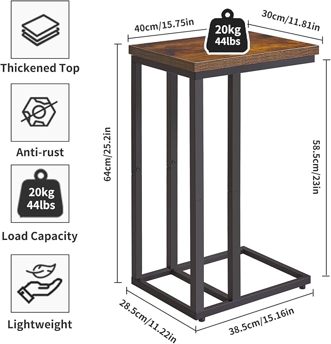 Side Table Small End Table C Shaped, Slide Under Laptop Desk - Image 3