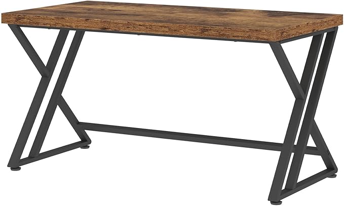 LVB Rustic Wood Computer Desk, Metal Home Executive Office Desk, Industrial - Image 9