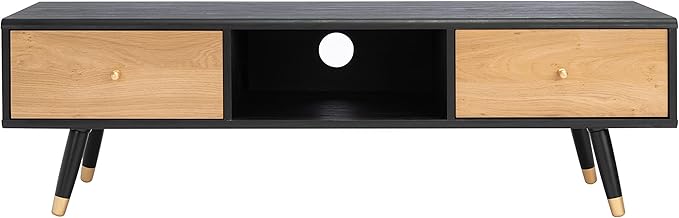 SAFAVIEH Beatrix TV Stand for up to 60" Flatscreen – Black & Oak, 2 Doors by SAFAVIEH