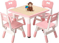 FUNLIO Kids Table and 4 Chairs Set, Height Adjustable Toddler Table and Chair by FUNLIO
