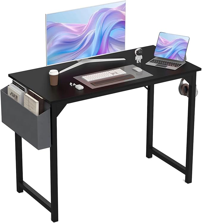 40 Inch Desk Office with Storage, Modern Simple Style Gaming Computer Table by HOMEEHouse