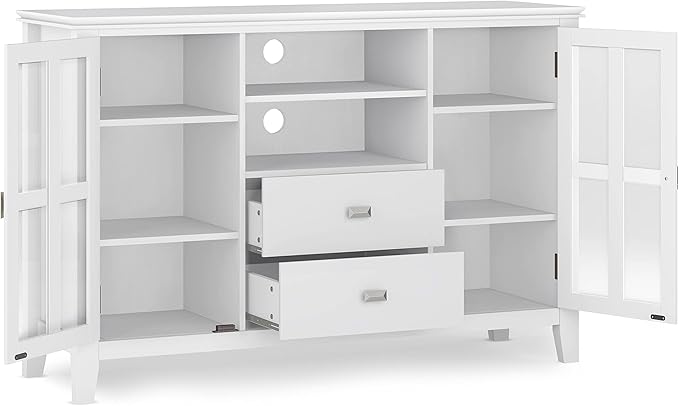 SIMPLIHOME Artisan SOLID WOOD 53 Inch Wide Contemporary TV Media Stand in White - Image 3