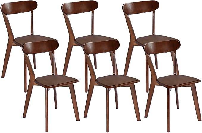 DELAVIN Soild Wood Dining Chairs Set of 6, Mid Century Oak Wood Kitchen Chairs by DELAVIN