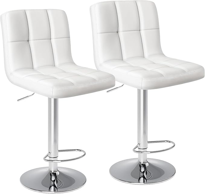 Sweetcrispy Bar Stools Set of 2, Armless PU Leather Adjustable Swivel Barstools by Sweetcrispy