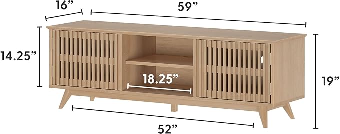 Plank+Beam Mid-Century Modern Wood TV Stand, Solid Wood Entertainment Console - Image 7
