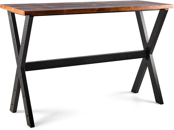 Bar Table, for Narrow Space, Living Room, Rustic Brown Wood, Industrial Black - Image 4