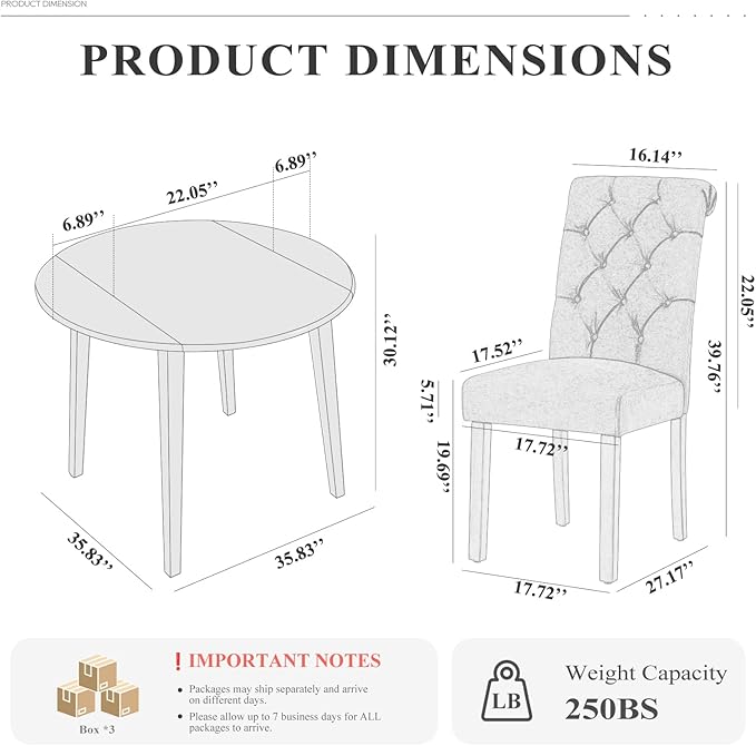 COLAMY 5-Piece Round Dining Table Set - Image 2