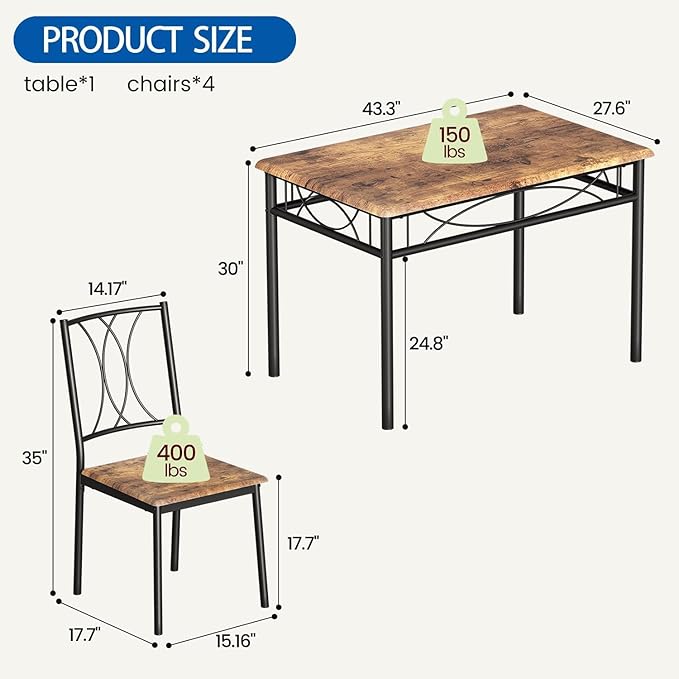 IDEALHOUSE Dining Table Set for 4, Kitchen Table and Chairs Set for 4, - Image 7