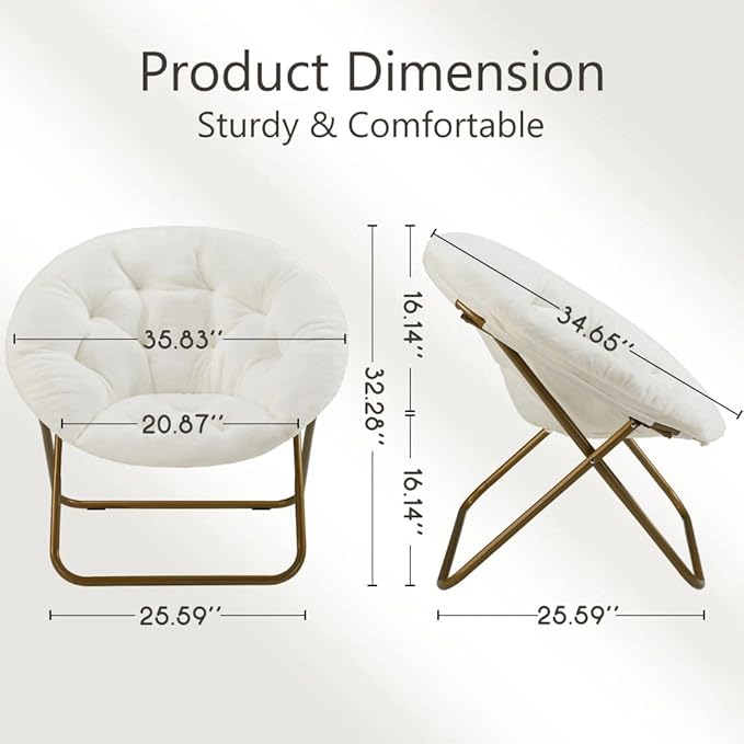 Comfortable Cozy Faux Fur Disc Chair Foldable Feature - Image 3