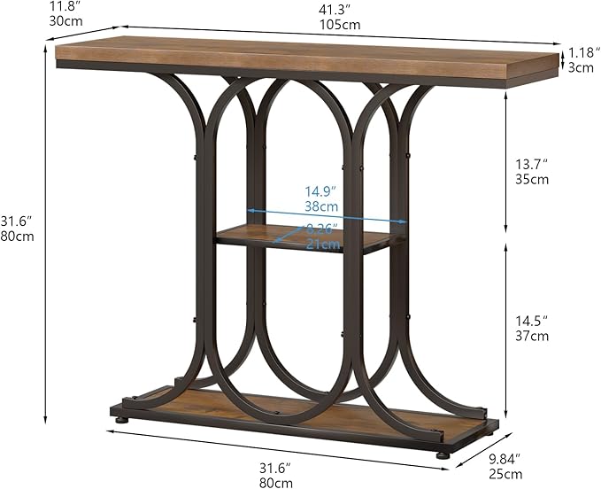 GiftGo Narrow Console Table for Entryway Industrial Sofa Table Behind Couch - Image 2