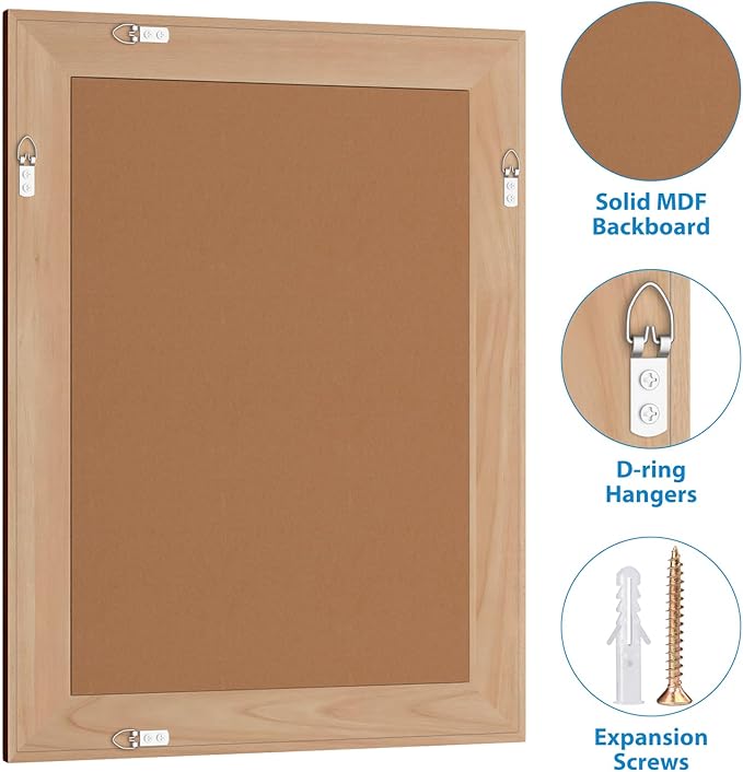 Rattan Wall Mirror with Wooden Framed 24 X 32 inch Farmhouse Rectangle Wood - Image 7