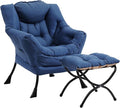 Lazy Chair with Ottoman, Modern Chair with Folding Footrest, Lounge Accent Chair by Furlide