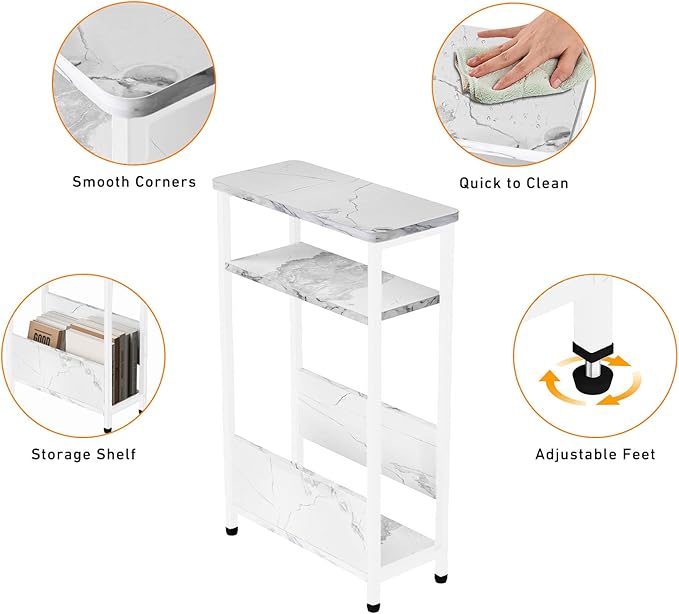 7.1" Narrow Side Table for Small Spaces, 3 Tier Small End Table - Image 4