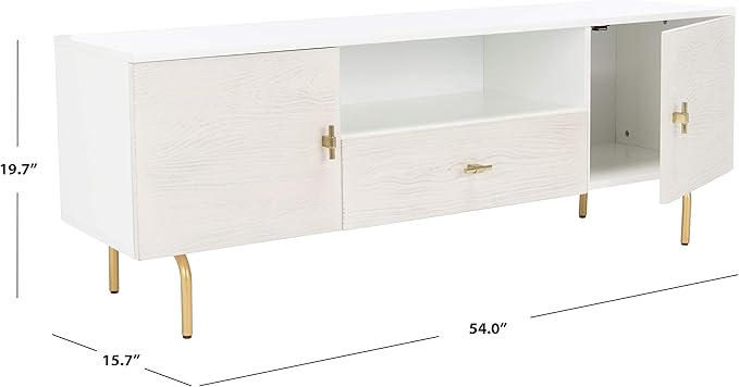 SAFAVIEH Genevieve TV Stand for up to 65" Flatscreen – White & White Washed - Image 2