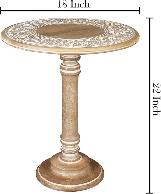 Lightnpro Handcrafted Wooden Single Pillar Table - Image 2
