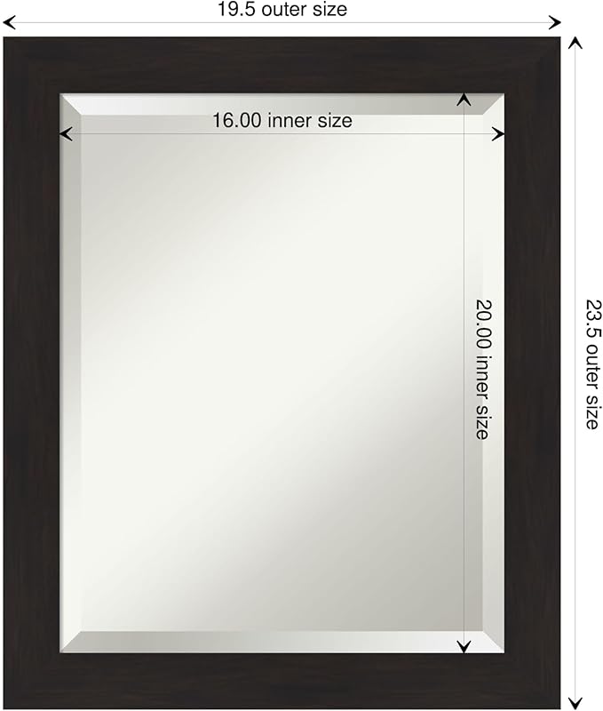Amanti Art Brown Wall Mirror 24x20 Furniture Espresso Narrow Rectangle Bathroom - Image 4
