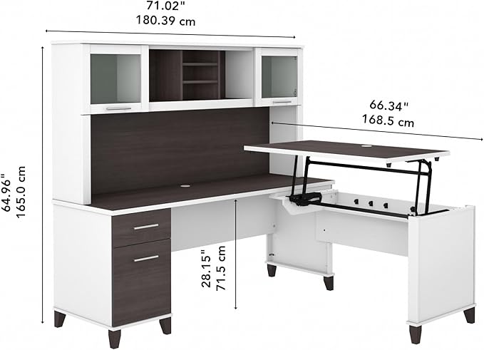 Bush Furniture Somerset 72W 3 Position Sit to Stand L Shaped Desk - Image 3