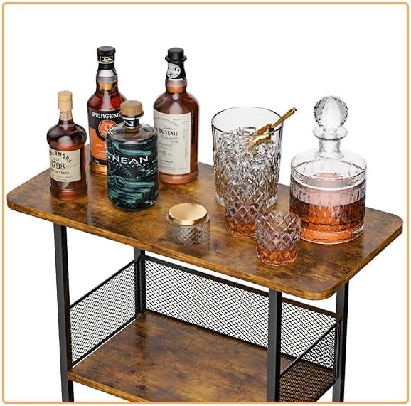 Floor Standing Freestanding Whiskey Rack: 3 Tier Wine Rack Mini Bar Table - Image 3