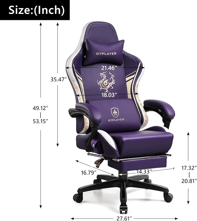 GTPLAYER Gaming Chair with Bluetooth Speakers and Footrest, Dragon Series Video - Image 3