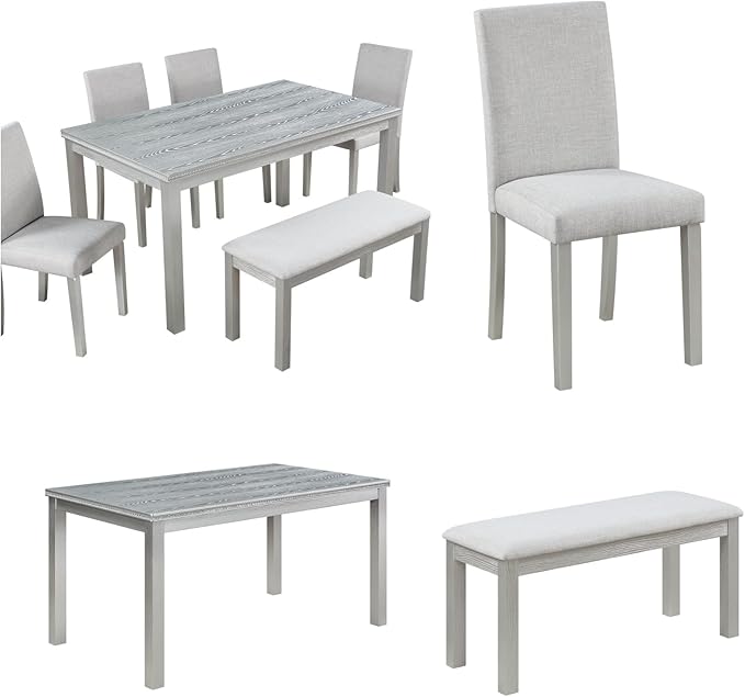 Dining Table Set, 6-Piece Kitchen Table & Chair Set - Image 5