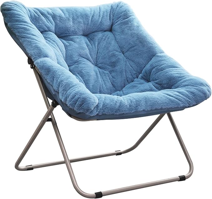 Tiita Comfy Saucer Chair, Soft Faux Fur Oversized Folding Accent Chair by TiitaHome