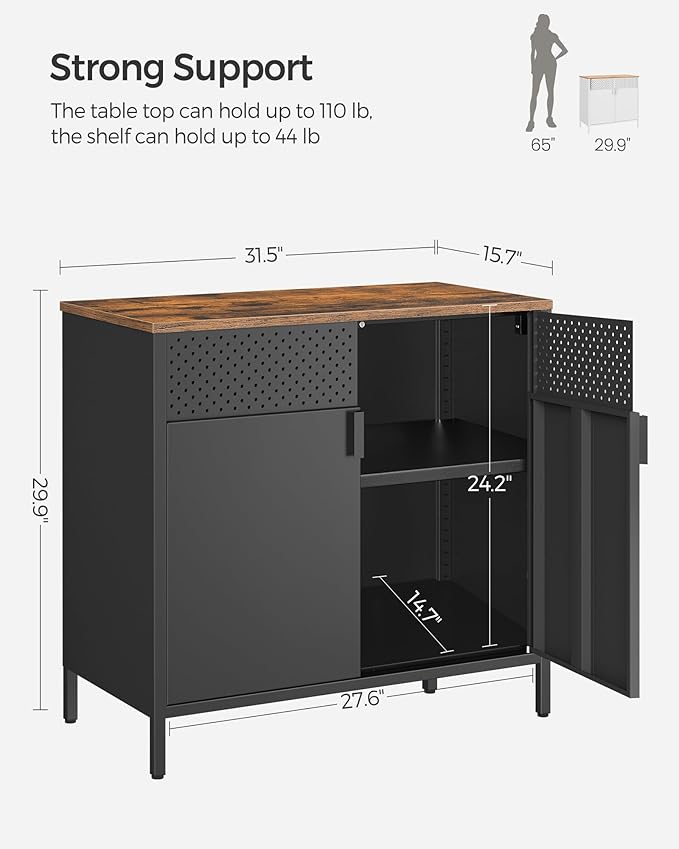 SONGMICS Set of 2 Storage Cabinets, Metal Cabinet, Sideboard - Image 3