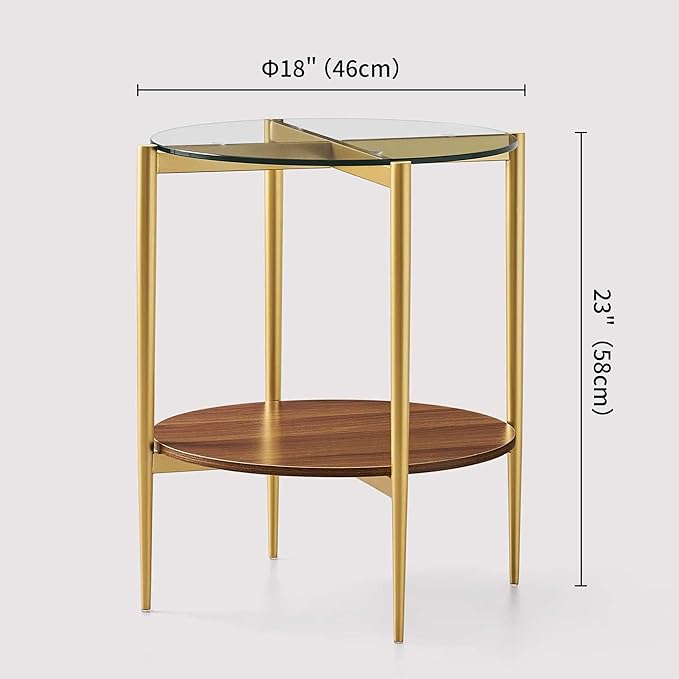 Round Glass End Table, Mid-Century Modern Design Sofa Table - Image 2