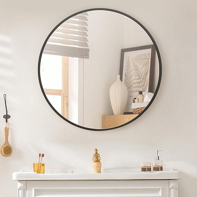 BEAUTYPEAK Circle Mirror Black 36 Inch Wall Mounted Round Mirror - Image 7