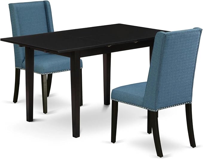 East West Furniture NOFL3-BLK-21 3 Piece Modern Dining Table Set Contains a by EastWestFurniture