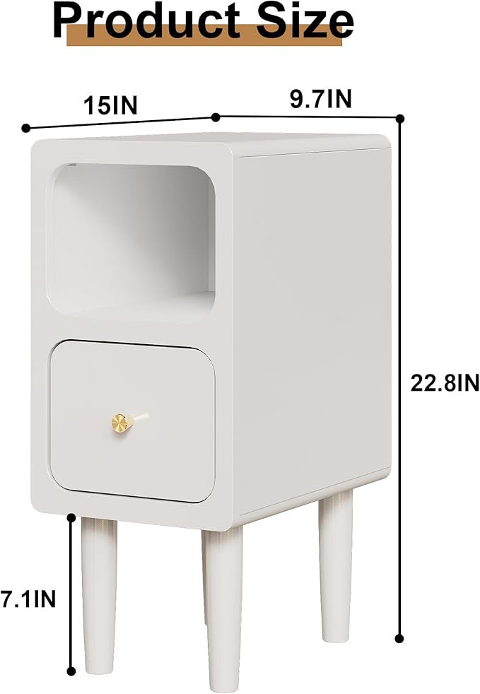 Narrow Nightstand, Solid Wood Night Stand - Image 3