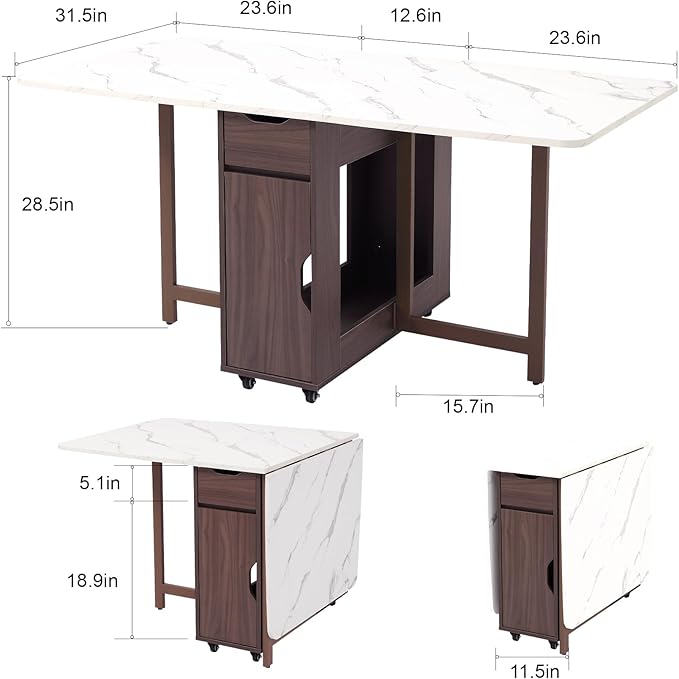 Foldable Space Saving Dining Table Extendable, Folding Dining Table - Image 2